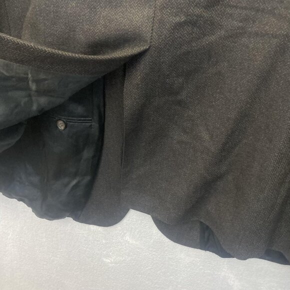 Mens 100% Lambswool Blazer Sport Coat Mens 56L Long Black Herringbone Millennium - Picture 10 of 16